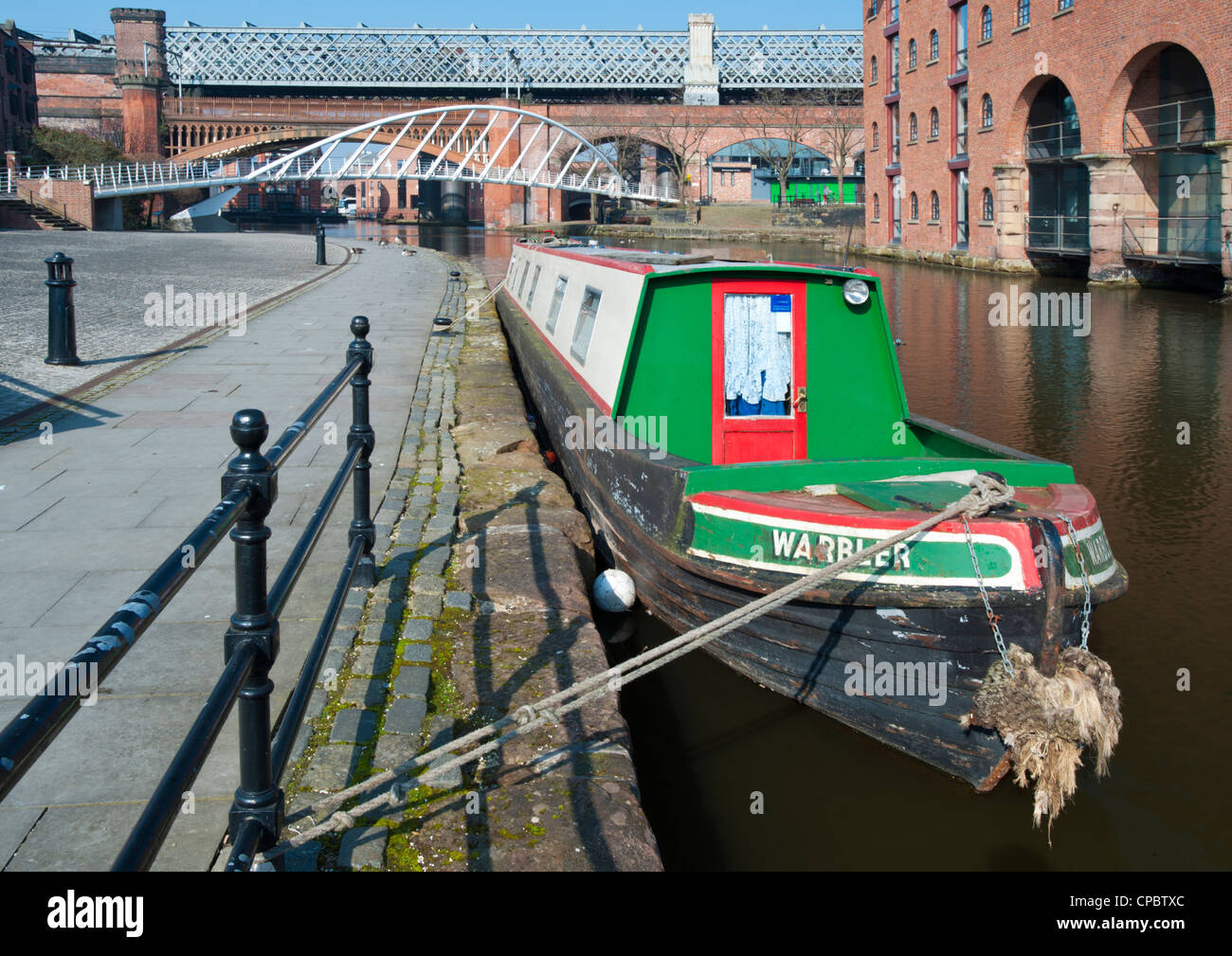 Pont des marchands dans le Castlefield & le canal de Bridgewater, Manchester, Angleterre, RU Banque D'Images