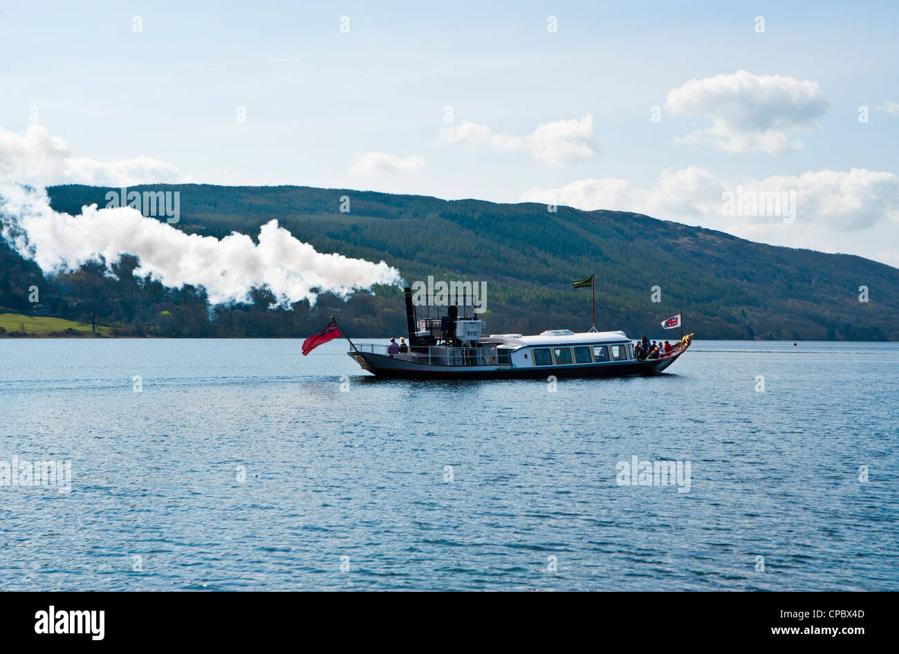 Le yacht à vapeur restauré sur gondole Coniston Water Banque D'Images