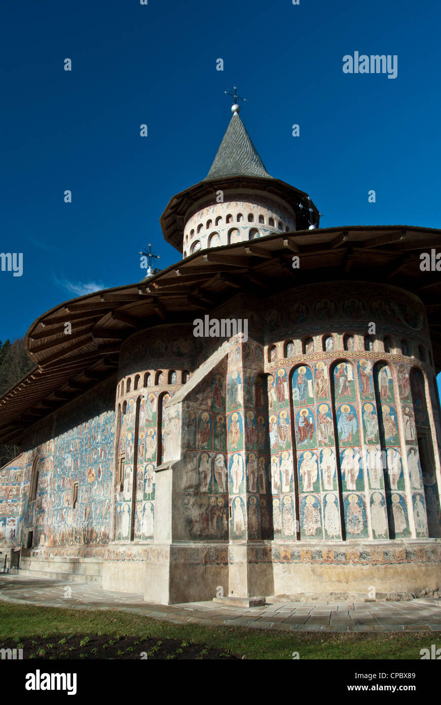 Monastère de Voronet, Gura Humorulori, Bucovine, Roumanie Banque D'Images