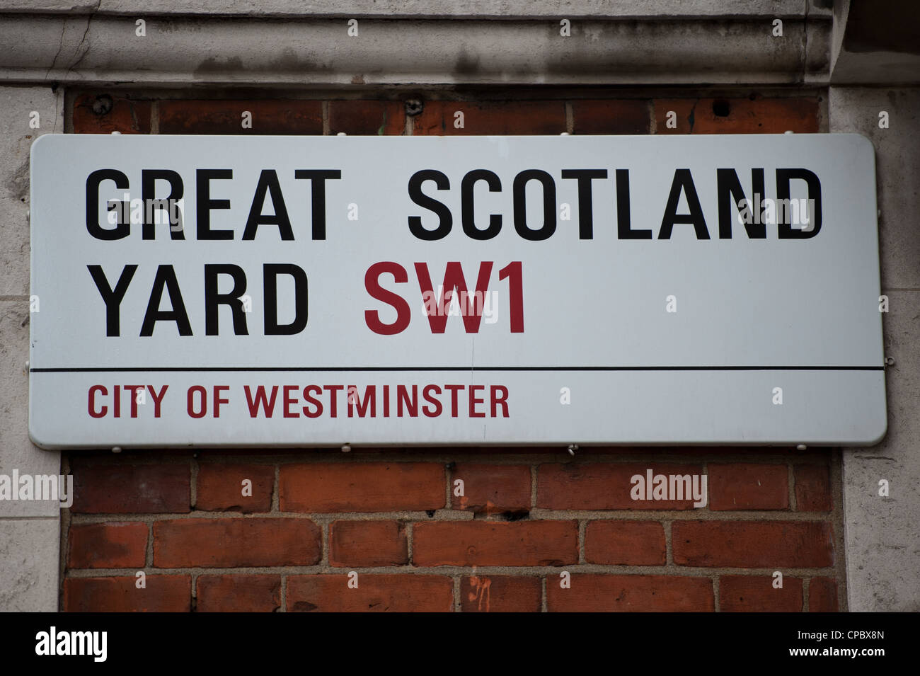 London street sign, Great Scotland Yard, England, UK, première maison à la Police Britannique Detectives Banque D'Images