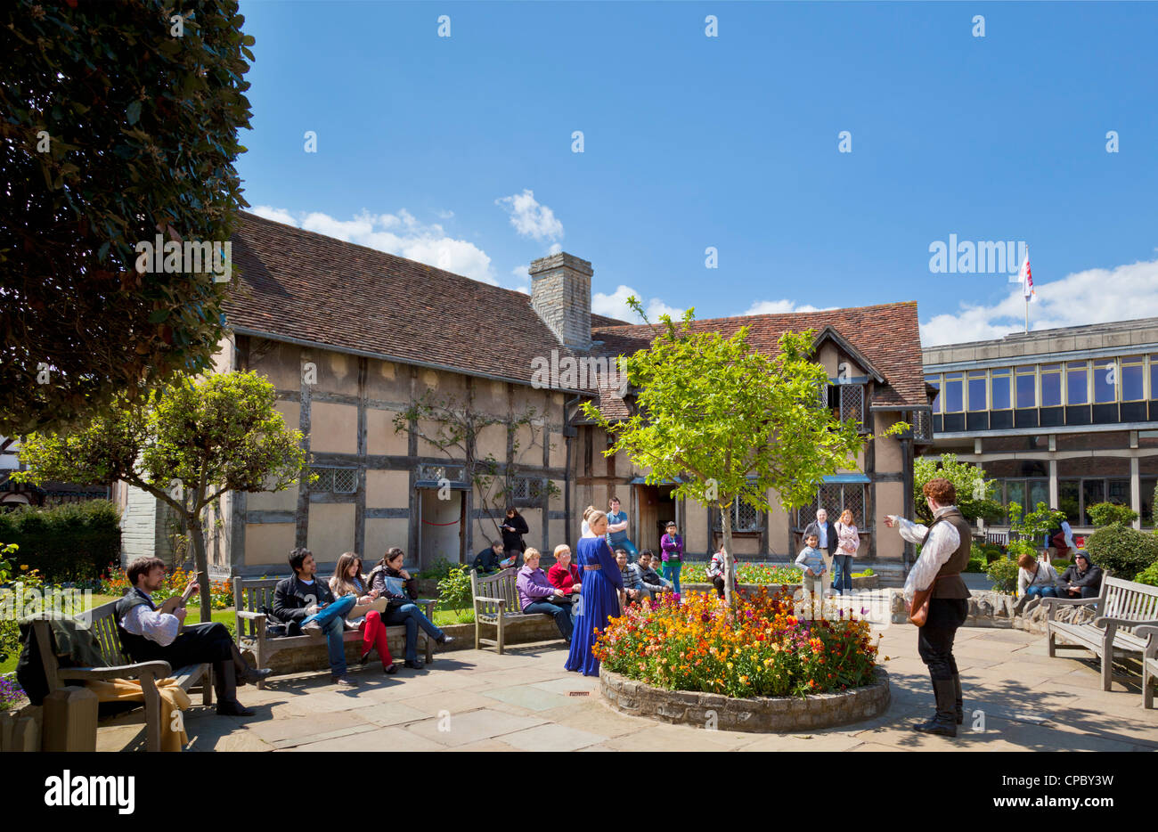 Acteurs dans la ville natale de William Shakespeare de Stratford Upon Avon centre-ville centre-ville Warwickshire Angleterre UK GB EU Europe Banque D'Images