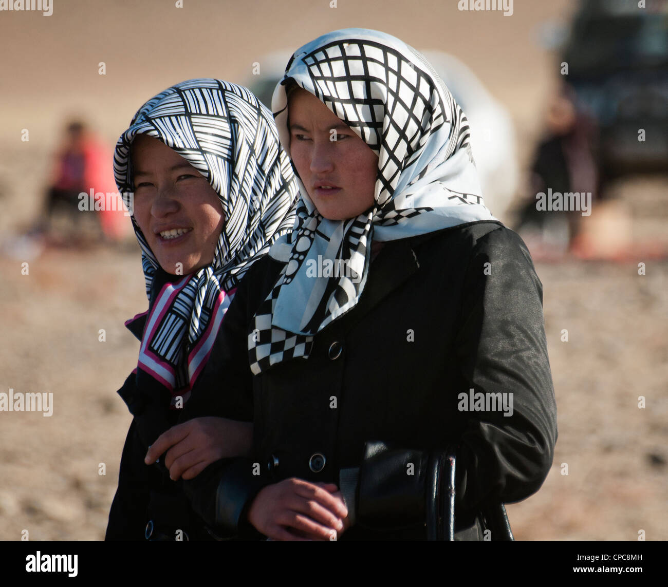 Portrait de la région de l'Altaï filles kazakh du Bayan-Ölgii dans l'ouest de la Mongolie Banque D'Images