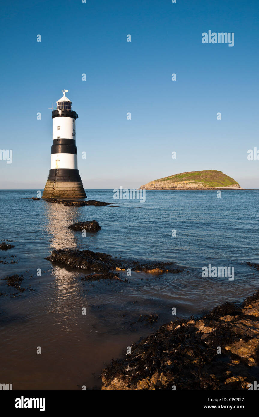 Penmon Phare et l'île de Anglesey Macareux Banque D'Images