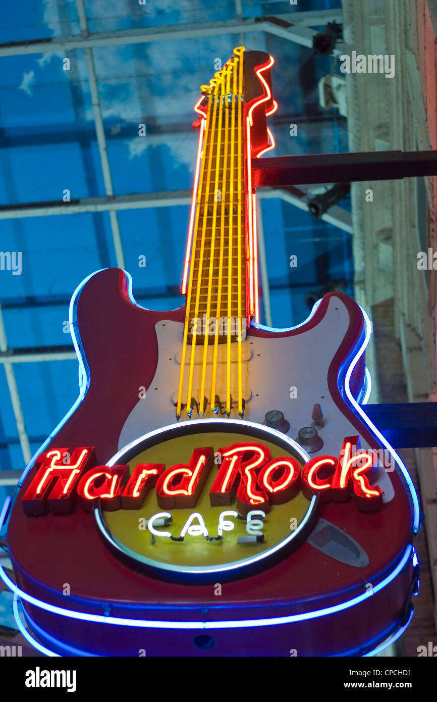 Hard Rock Cafe, le signe, Printworks, Manchester Banque D'Images