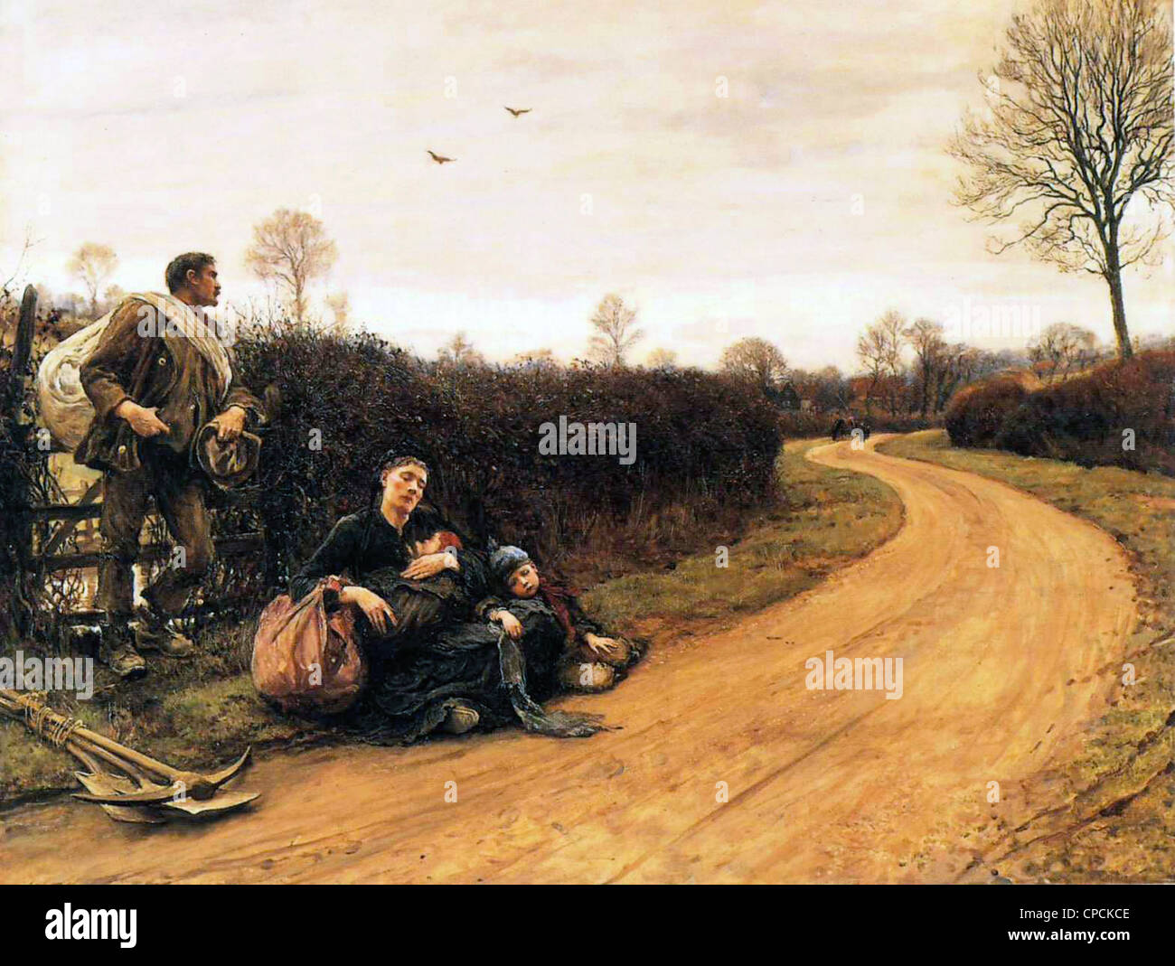 HUBERT von HERKOMER (1849-1914) peintre anglais. Sa peinture des périodes difficiles de 1885 Banque D'Images