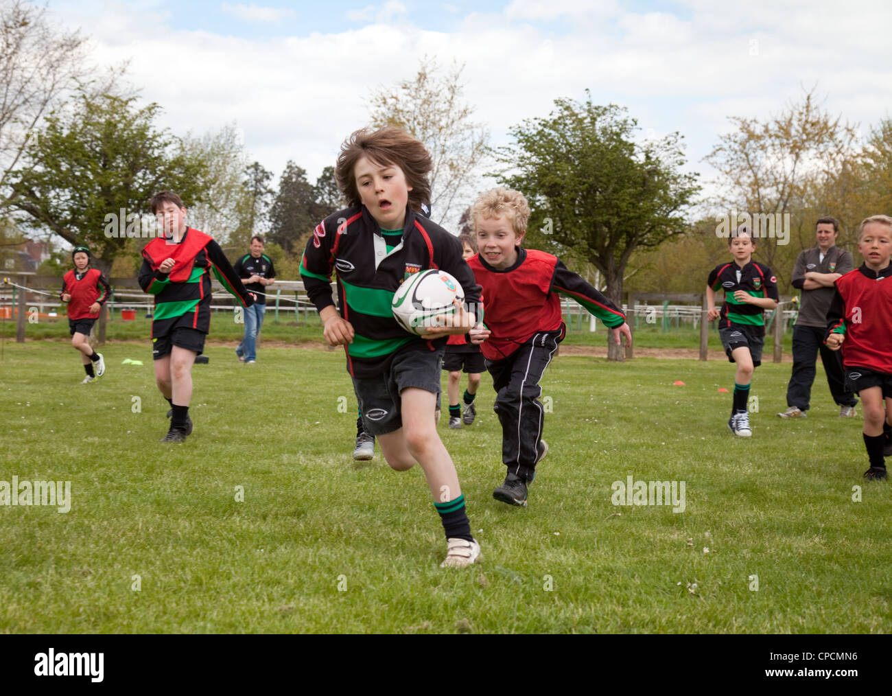 Match de rugby Junior Boys, Newmarket Suffolk UK Banque D'Images