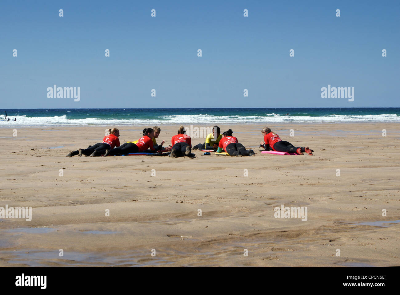 Leçon de surf Banque D'Images
