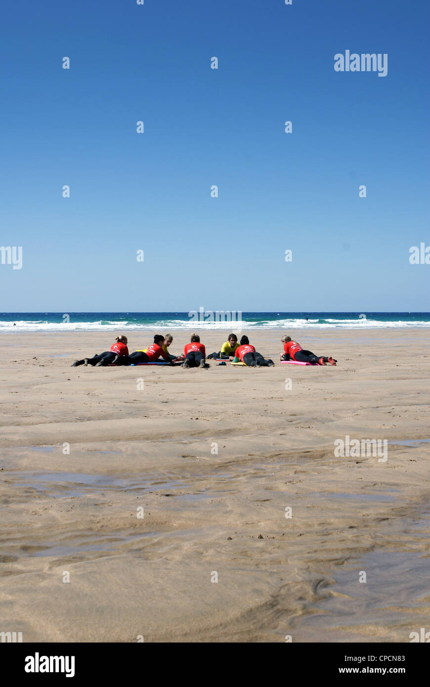 Leçon de surf Banque D'Images