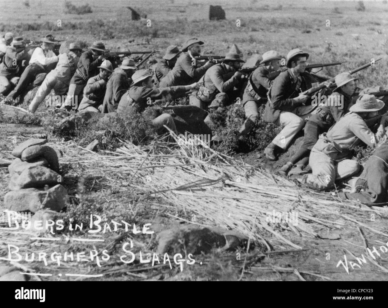 Guerre des Boers Boer bénévoles sur une ligne de tir au cours de la Deuxième Guerre des Boers (1899-1902) Banque D'Images