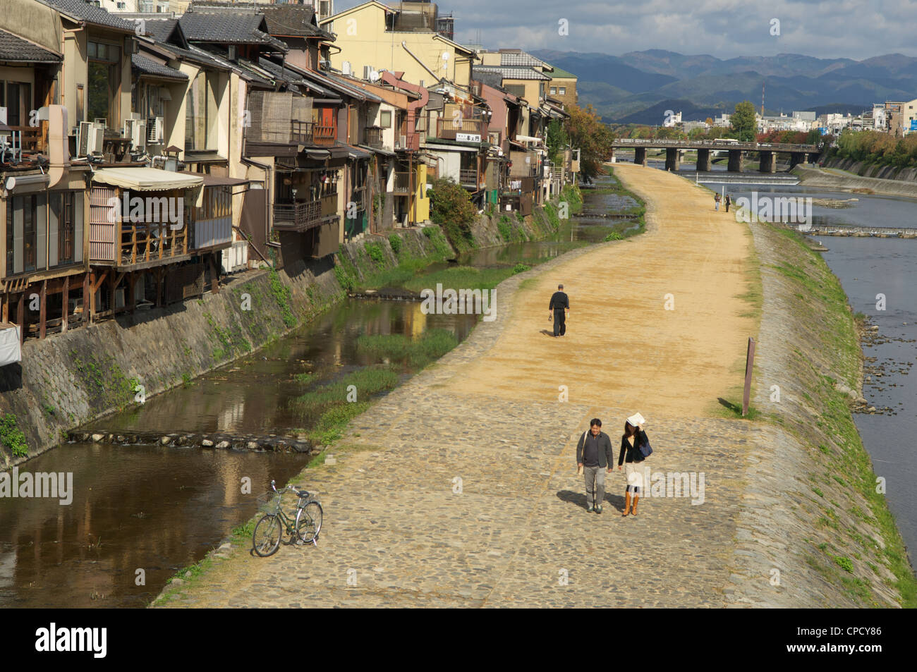 Quartier de Gion de Kyoto, où la majorité des geiko et Geisha le commerce est traitée, Kyoto, Honshu, Japan Banque D'Images