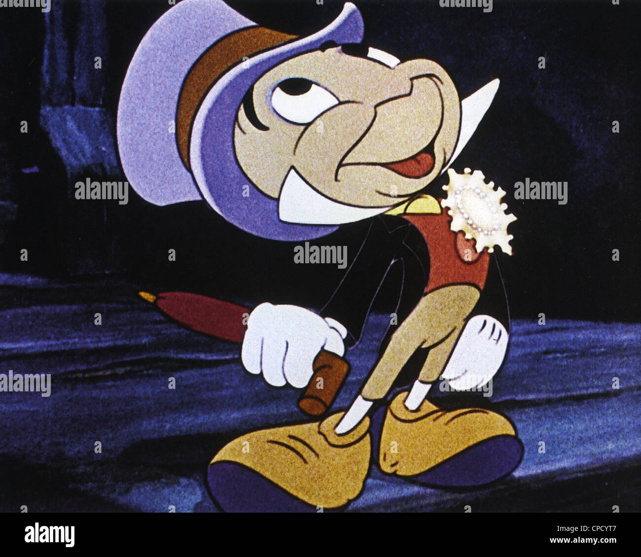 PINOCCHIO 1940 Walt Disney film avec Jiminy Cricket Banque D'Images