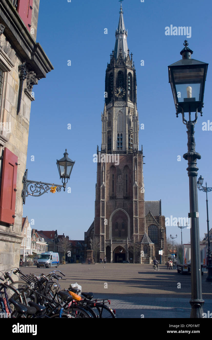 Vue de la Nieuwe Kerk (nouvelle église) sur la place du marché, Delft, Pays-Bas, Europe Banque D'Images