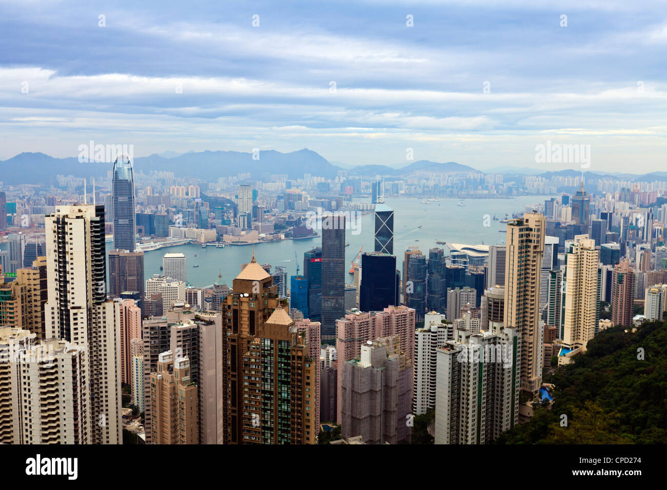 Hong Kong cityscape vue depuis le Pic Victoria, Hong Kong, Chine, Asie Banque D'Images