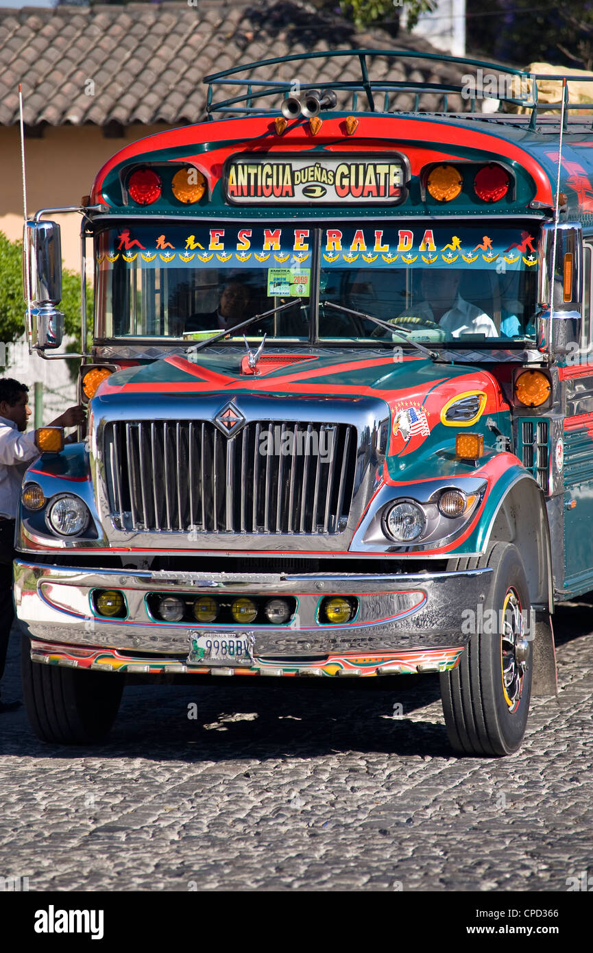 Bus de poulet, Antigua, Guatemala, Amérique Centrale Banque D'Images