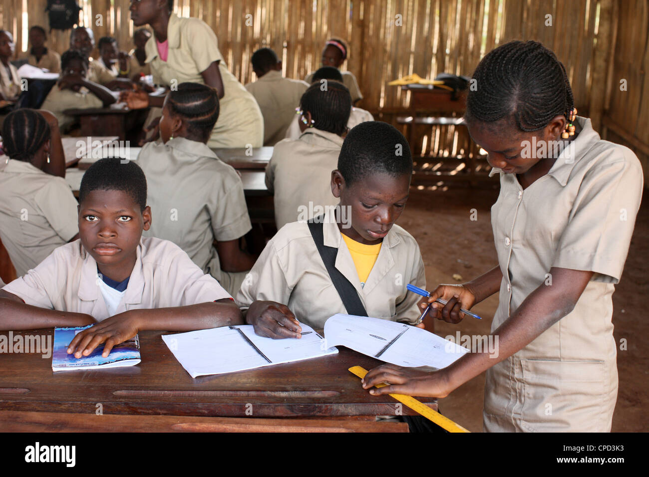 L'école secondaire en Afrique, Hevie, Bénin, Afrique de l'Ouest, l'Afrique Banque D'Images