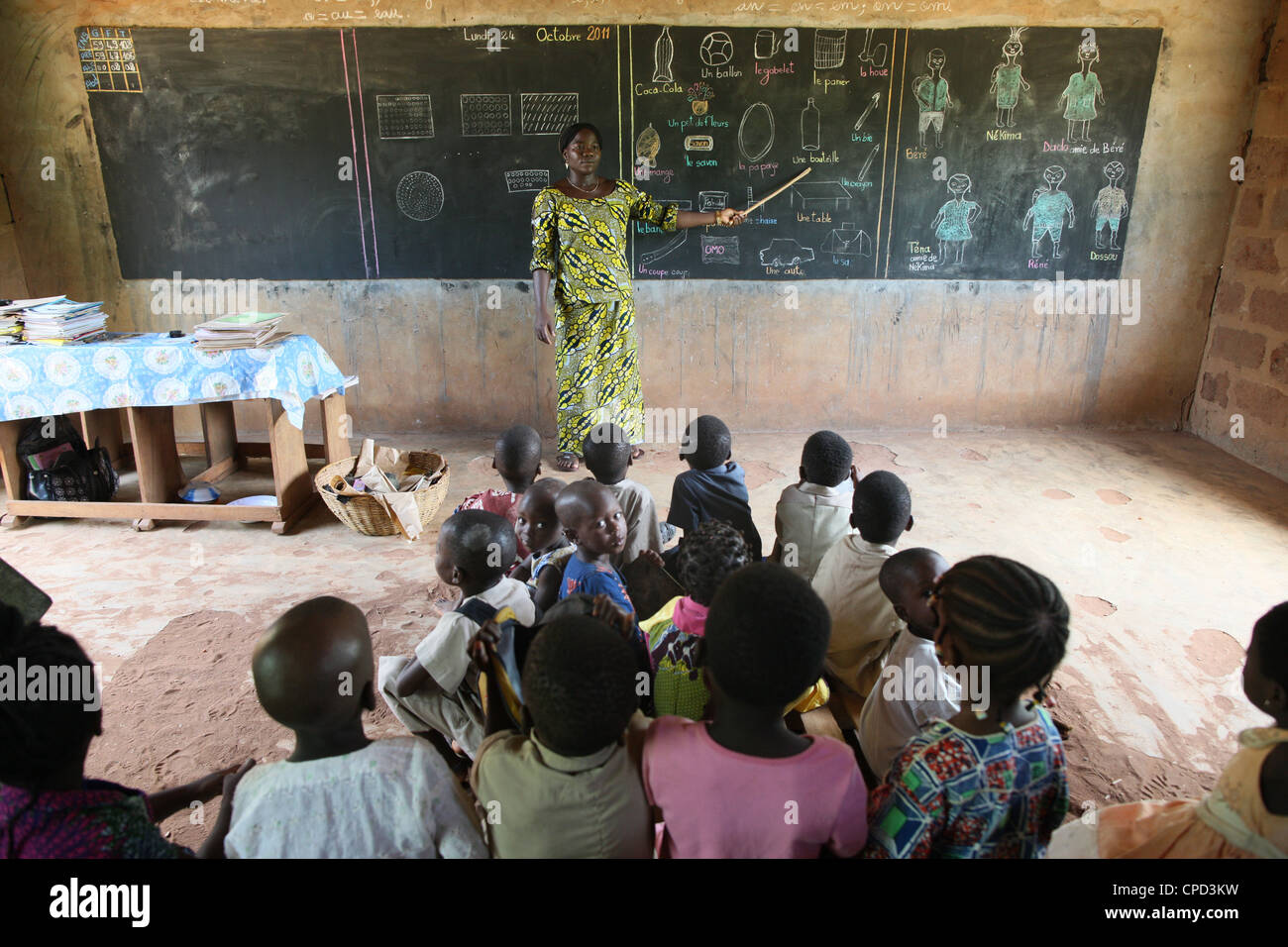 L'école primaire en Afrique, Hevie, Bénin, Afrique de l'Ouest, l'Afrique Banque D'Images