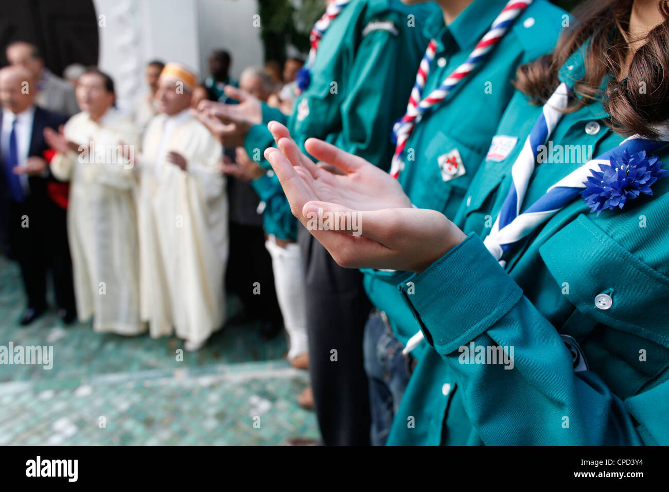Scouts Musulmans prier, Paris, France, Europe Banque D'Images