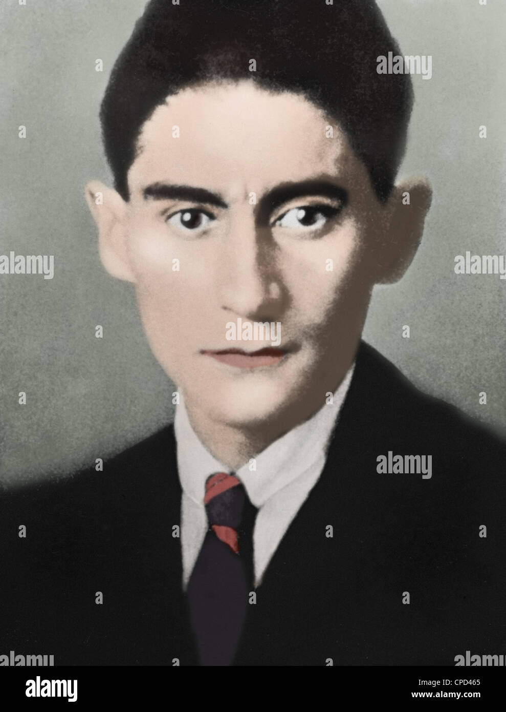 Franz Kafka (1883-1924). Écrivain tchèque de langue allemande. Portrait. De couleur. Banque D'Images