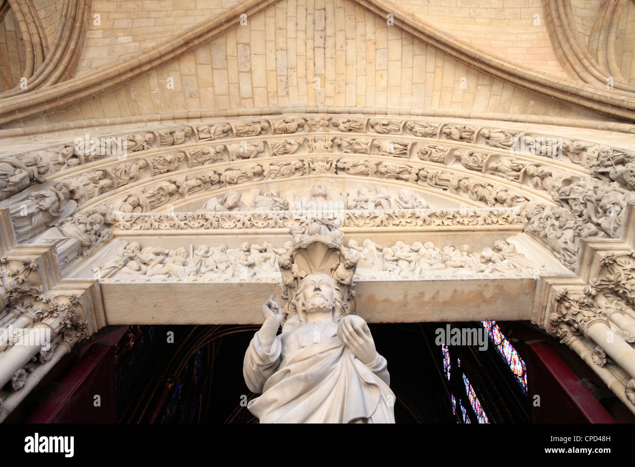 Jésus, l'avant de la chapelle, portail de la Sainte-Chapelle, Paris, France, Europe Banque D'Images