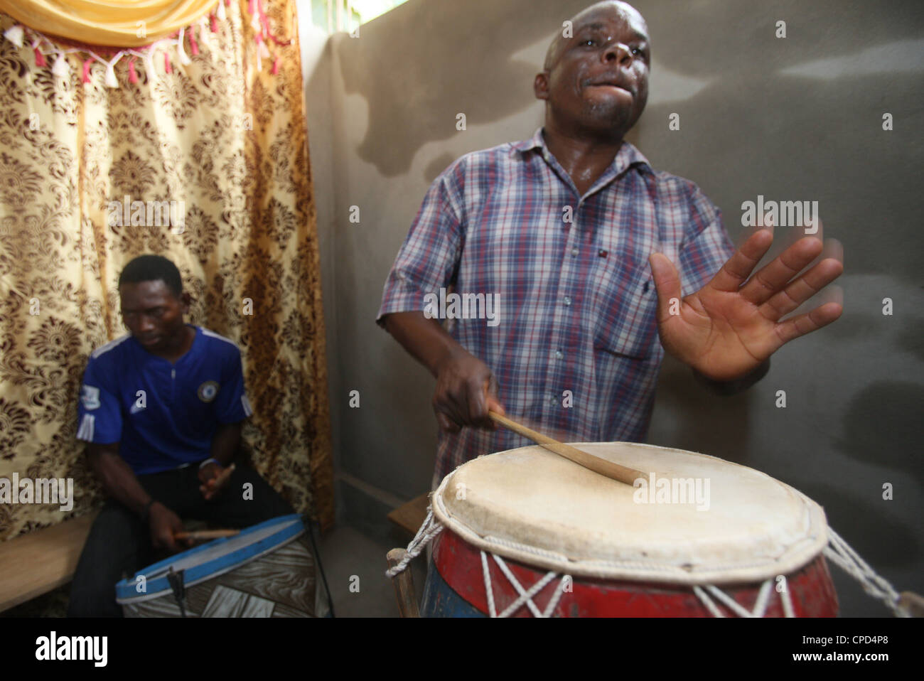 Les musiciens de l'église évangélique, Lomé, Togo, Afrique de l'Ouest, l'Afrique Banque D'Images