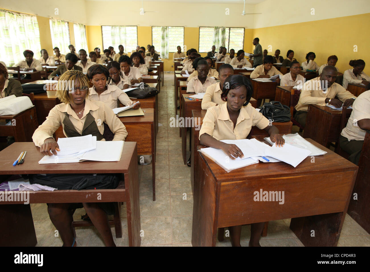 L'école secondaire catholique, Lomé, Togo, Afrique de l'Ouest, l'Afrique Banque D'Images