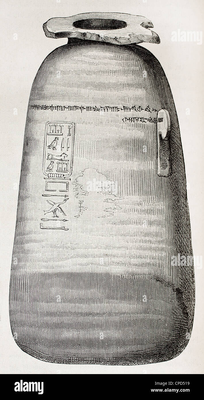 Vase d'albâtre de Xerxes, portant des hiéroglyphes égyptiens et de l'écriture cunéiforme Banque D'Images