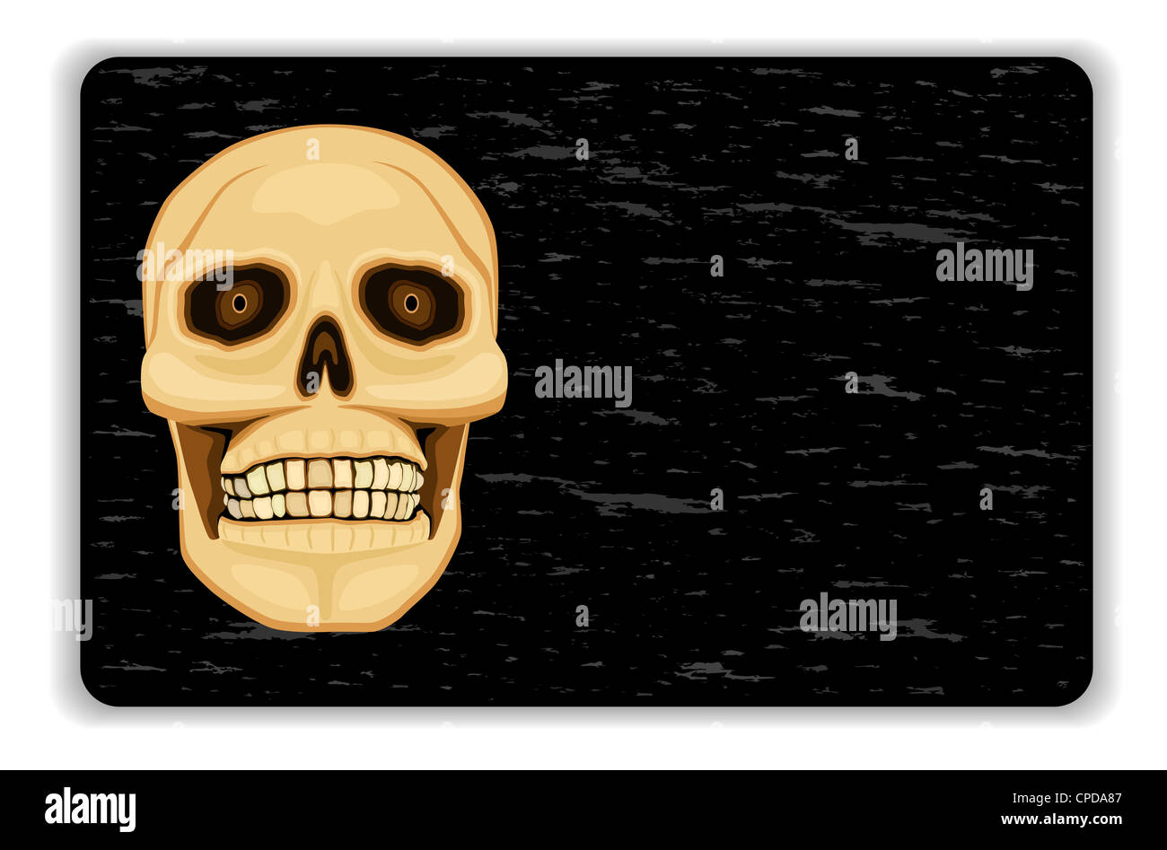 Danger de mort sign - crâne humain sur le bandeau noir. Banque D'Images