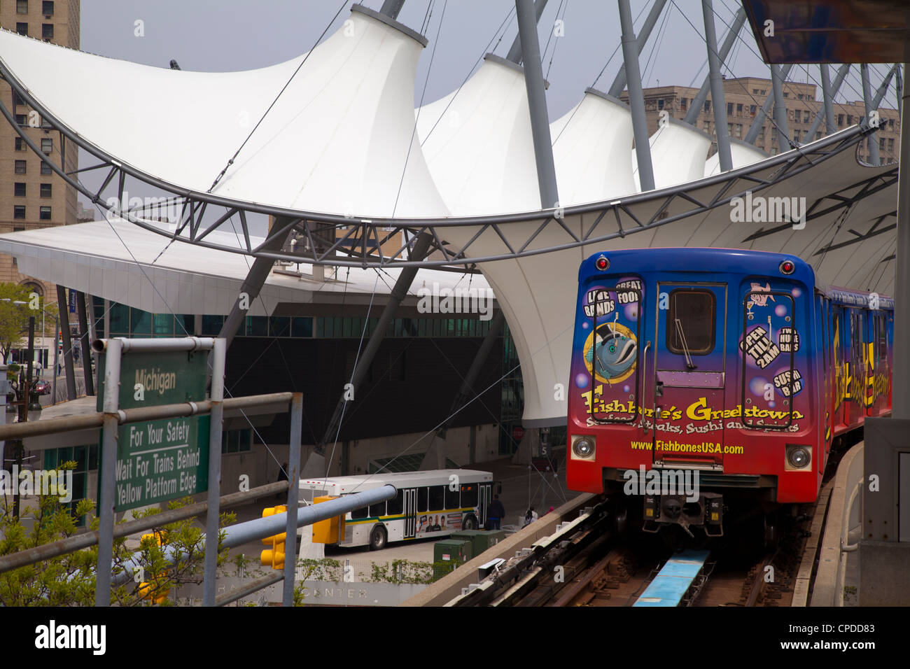 People Mover, gare routière, centre des transports, Detroit, Michigan Banque D'Images