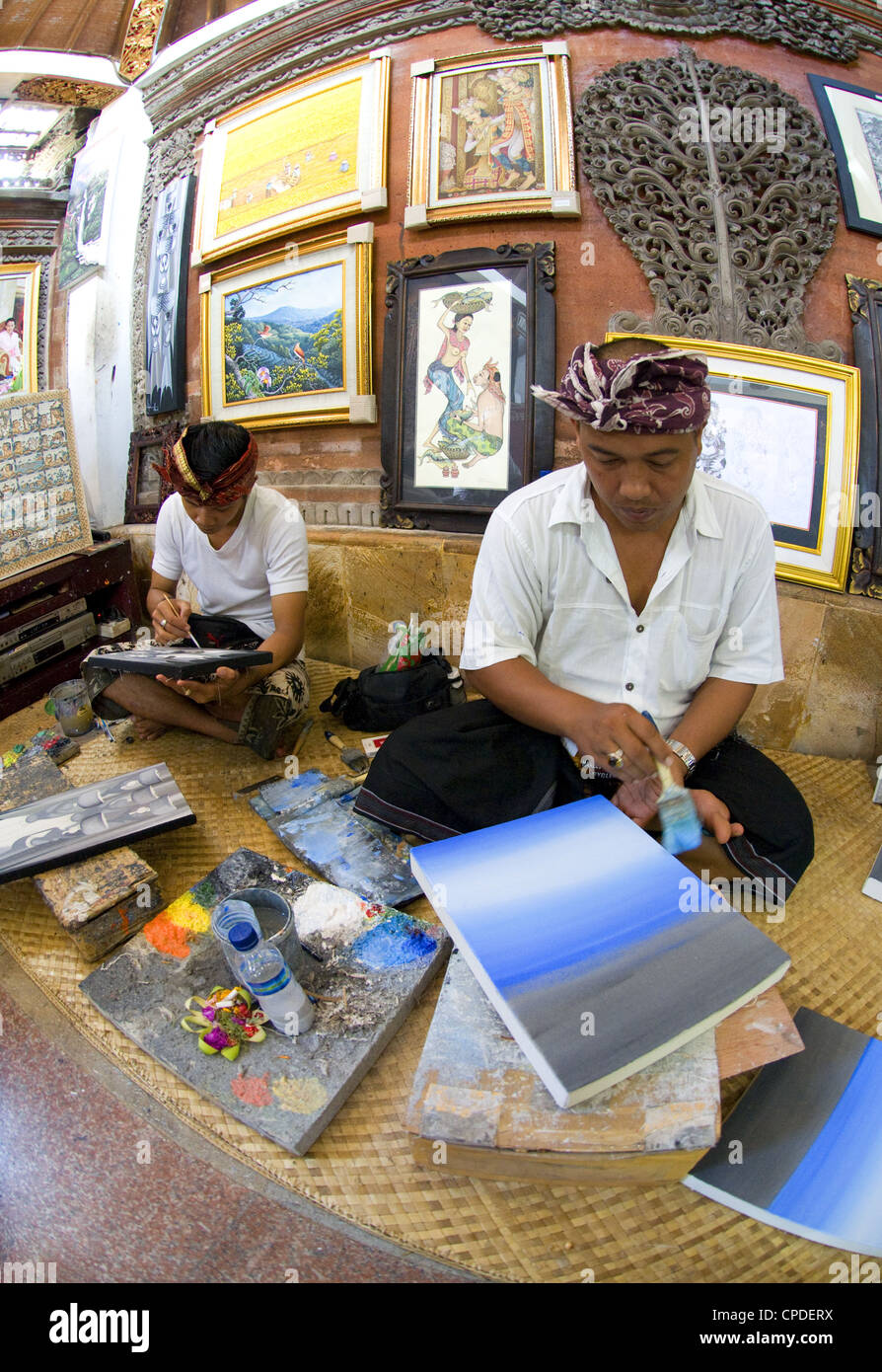 Les artistes balinais, Ubud, Bali, Indonésie. Banque D'Images