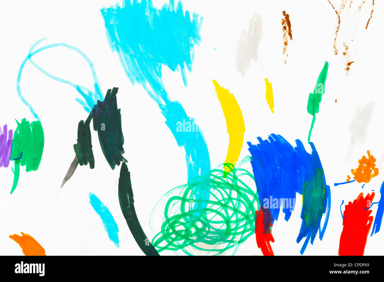 Dessin d'enfant d'un ouragan, dessiné avec des marqueurs Banque D'Images