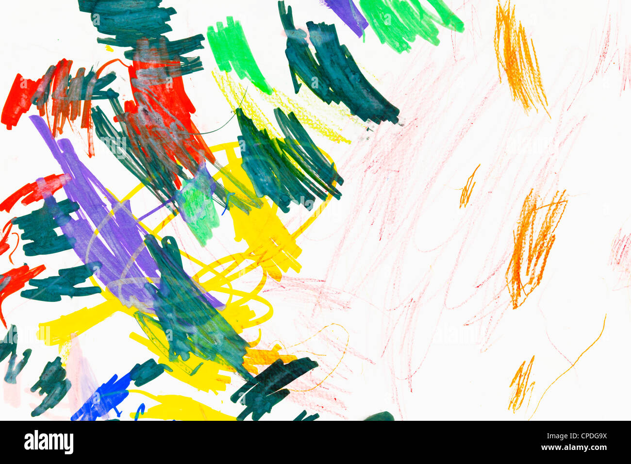 Le contraste clair-obscur dessin d'enfant avec différents matériaux Banque D'Images