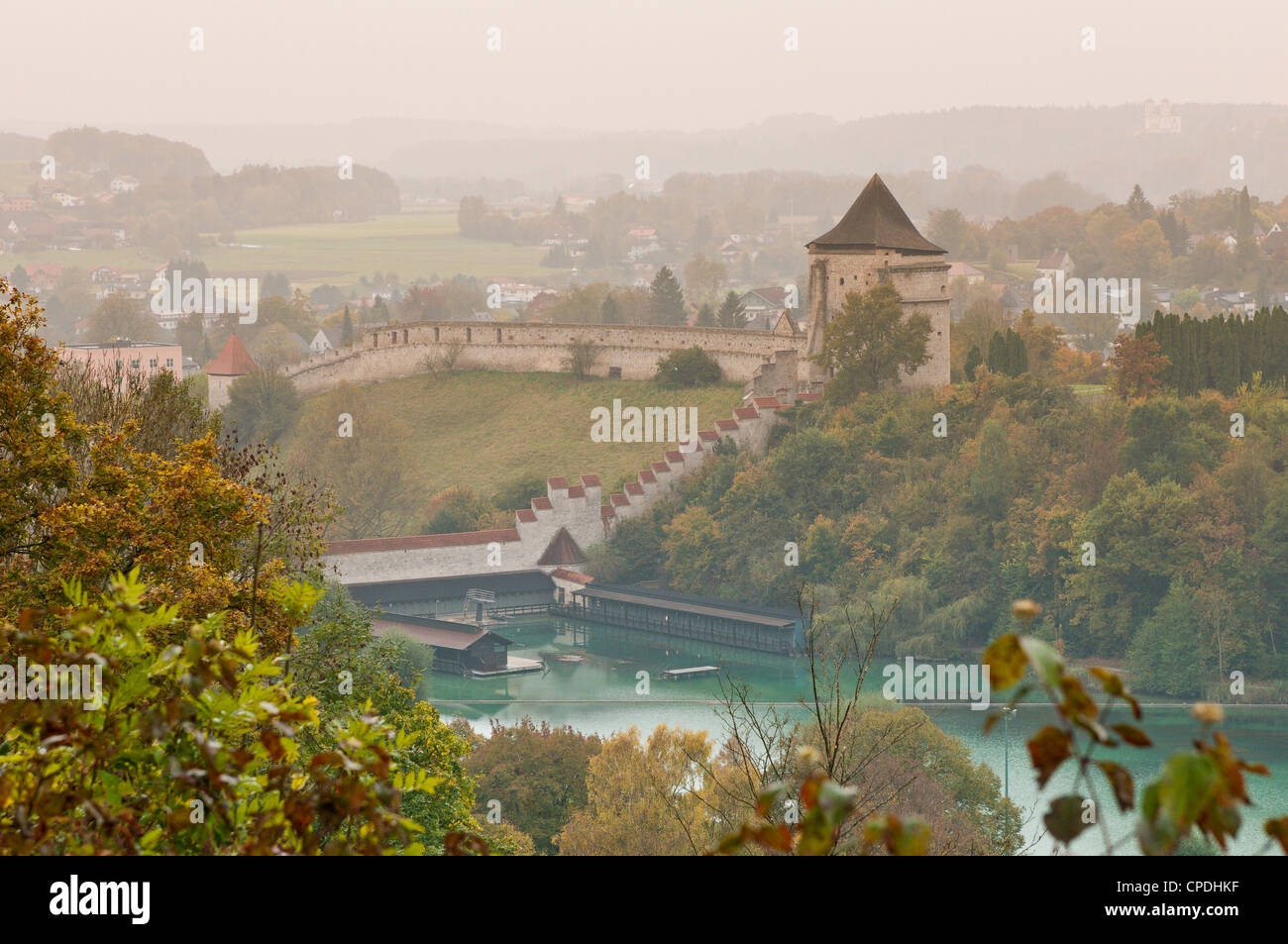 Vue aérienne du château de Burghausen Burghausen, Bavaria, Germany, Europe Banque D'Images