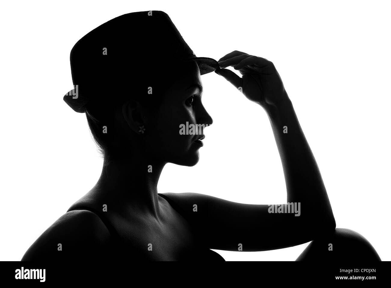 Silhouette, noir et blanc, femme, posant (CTK Photo / Cray Photo) Banque D'Images