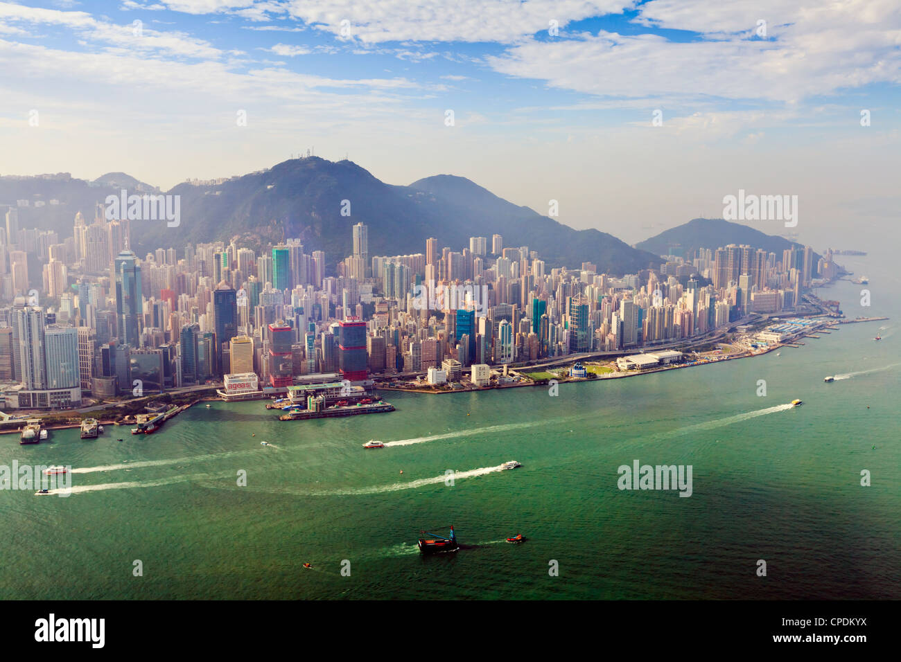 Paysage urbain de l'île de Hong Kong et le port de Victoria, Hong Kong, Chine, Asie Banque D'Images