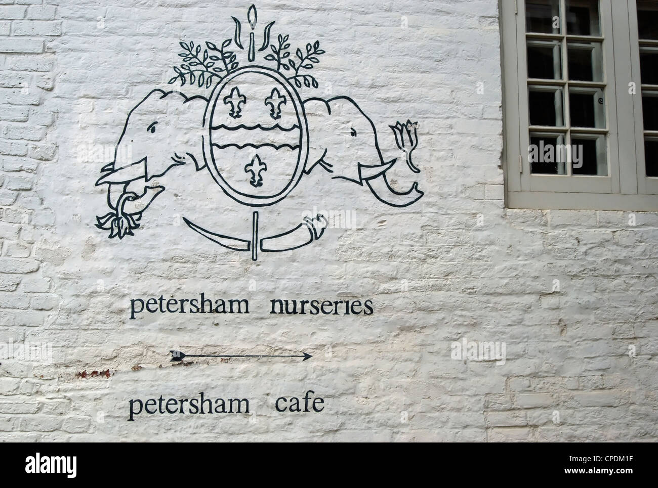 Hand drawn et manuscrites signe pour petersham nurseries et café , gembloux Surrey, Angleterre Banque D'Images
