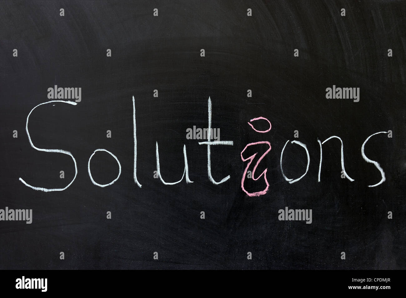 Dessin à la craie - Solutions mot written on chalkboard Banque D'Images