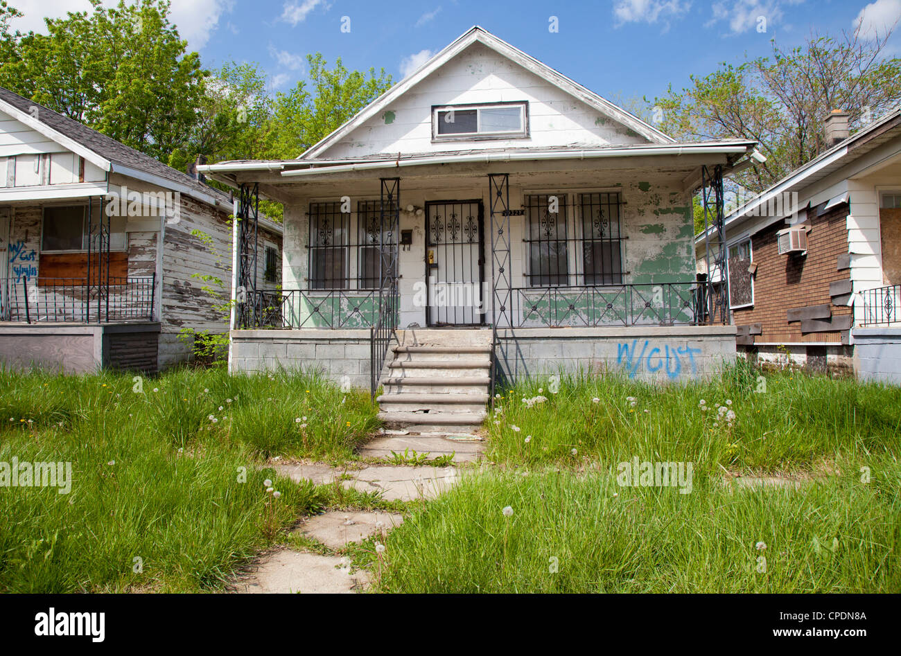 Maisons placardées ou verrouillé à Detroit, Michigan, USA Banque D'Images