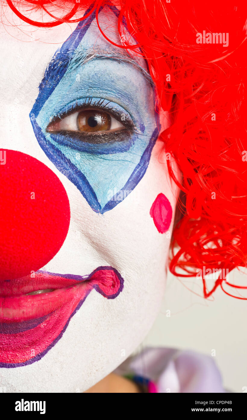 Femme Artiste Clown Close up seulement la moitié Banque D'Images