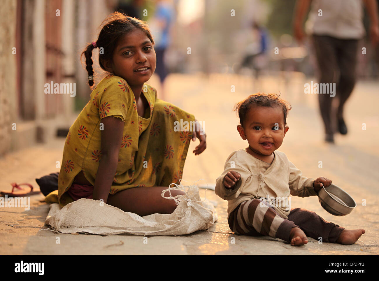 Enfants sans abri Katmandou Népal Banque D'Images