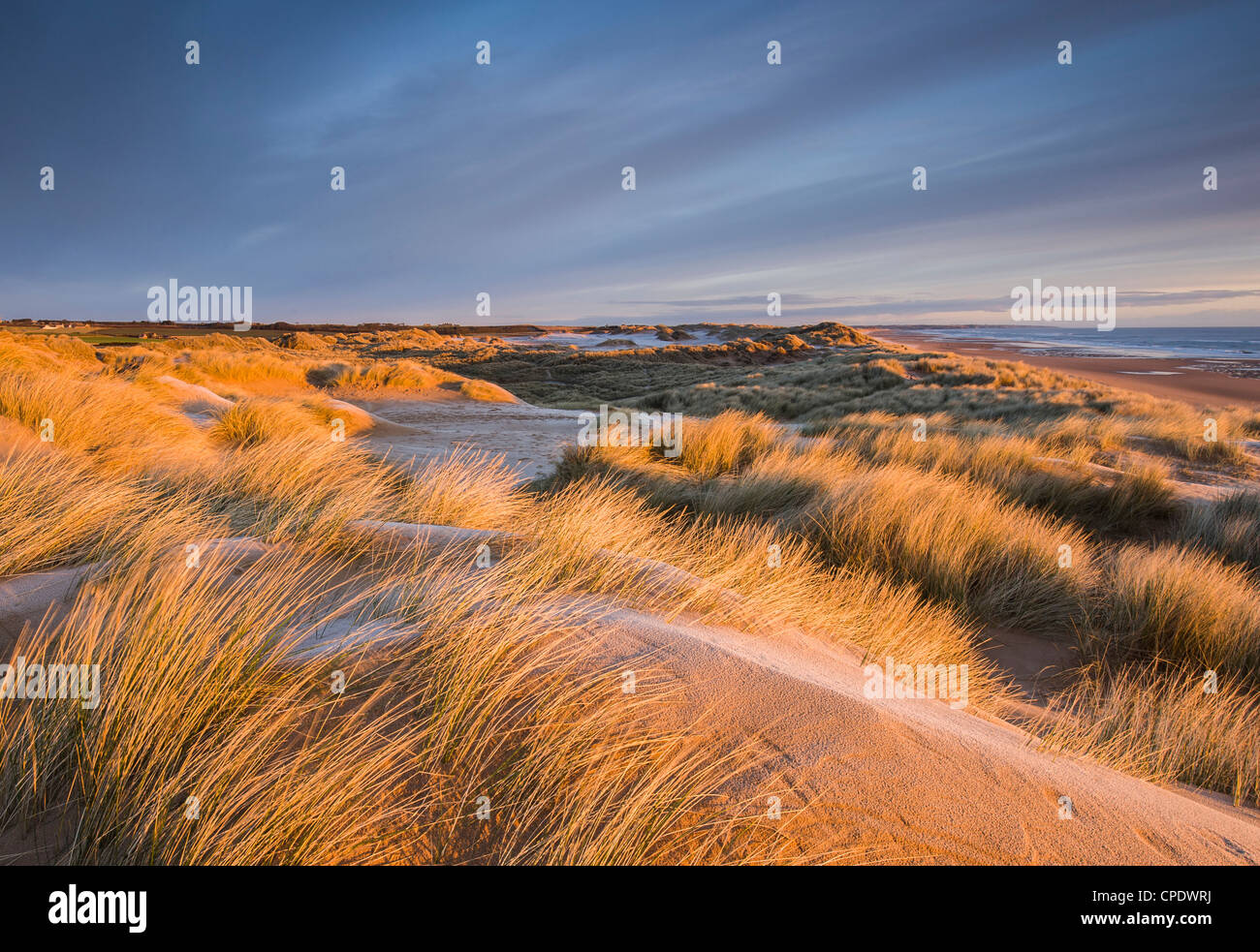 Balmedie Beach au lever du soleil, dans l'Aberdeenshire, Ecosse, Royaume-Uni Banque D'Images