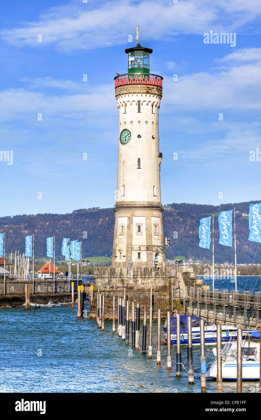 Lindau, Port, Lac, Phare, Bavière, Allemagne Banque D'Images