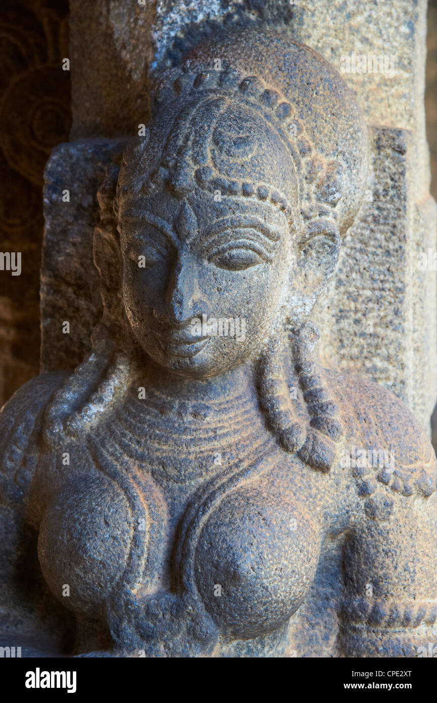 Détail statue, palais Padmanabhapuram, Kerala, Inde, Asie Banque D'Images