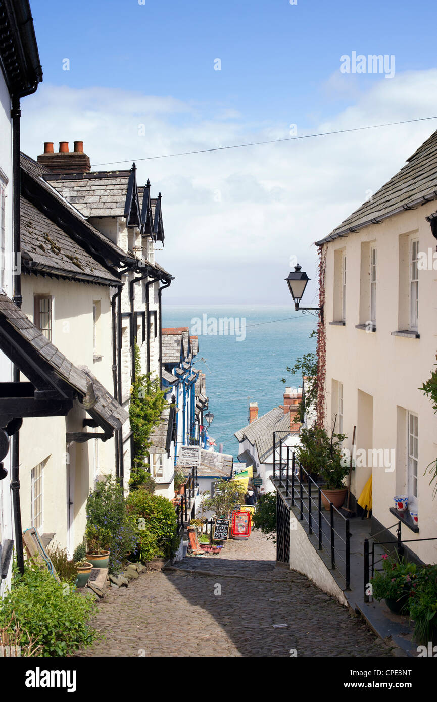 Clovelly. Propriété privée historique Devon traditionnel village. L'Angleterre Banque D'Images