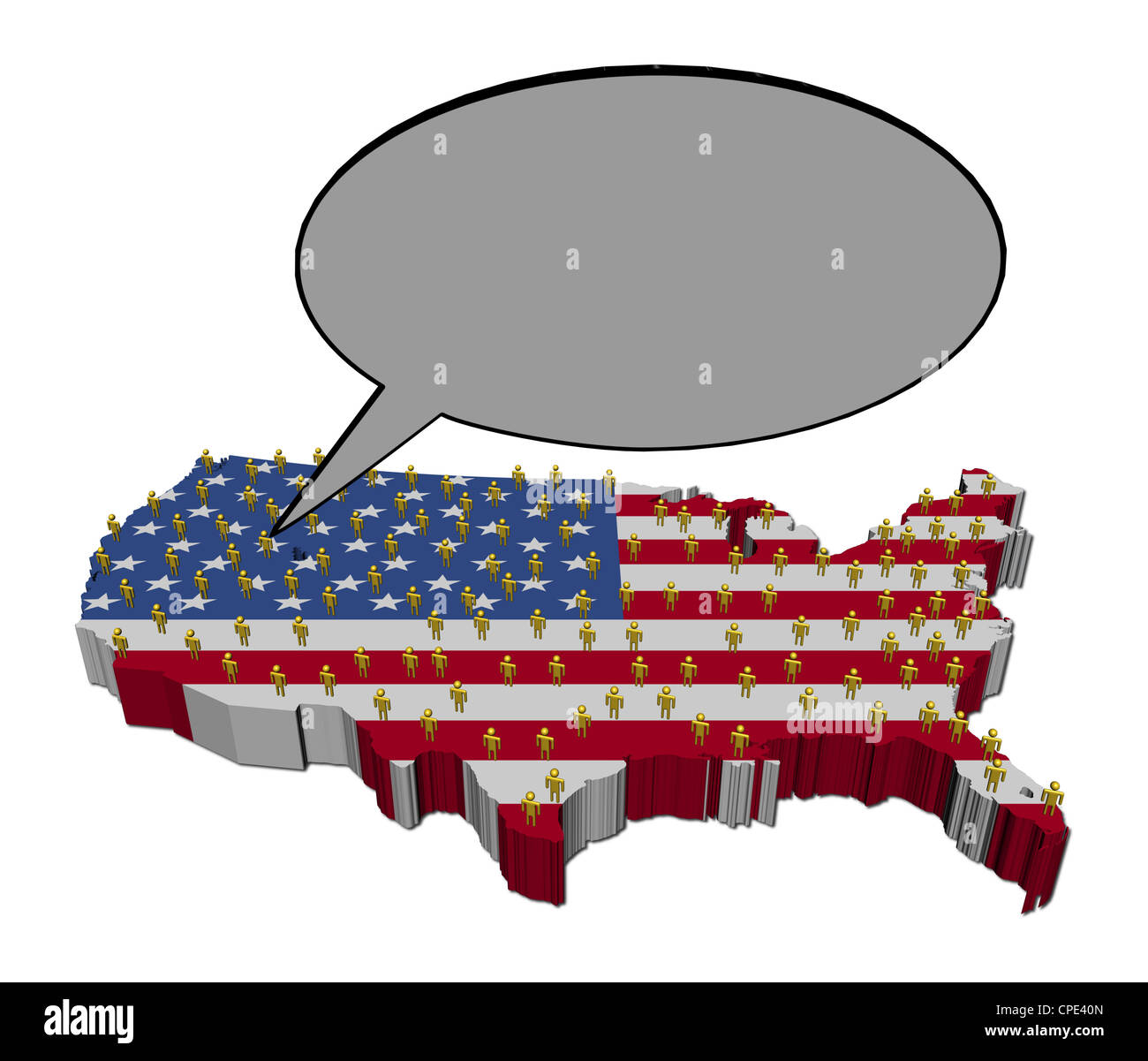 Voix de la population américaine sur carte drapeau illustration Banque D'Images