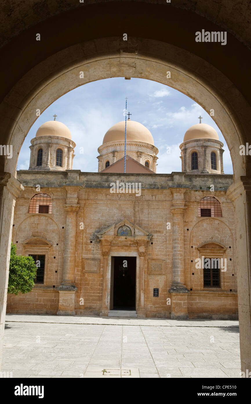Entrée du monastère, Monastère Aghia Triada (Moni) Zangarolo, péninsule d'Akrotiri, Chania, Crete région, îles grecques, Grèce Banque D'Images
