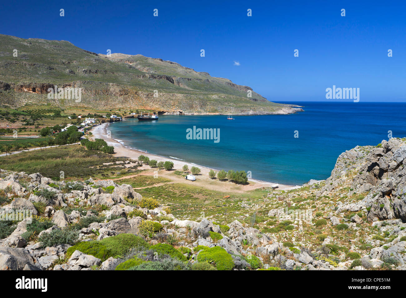 Vue sur la plage, Kato Zakros, λασίθι, Crète, îles grecques, Grèce, Europe Banque D'Images