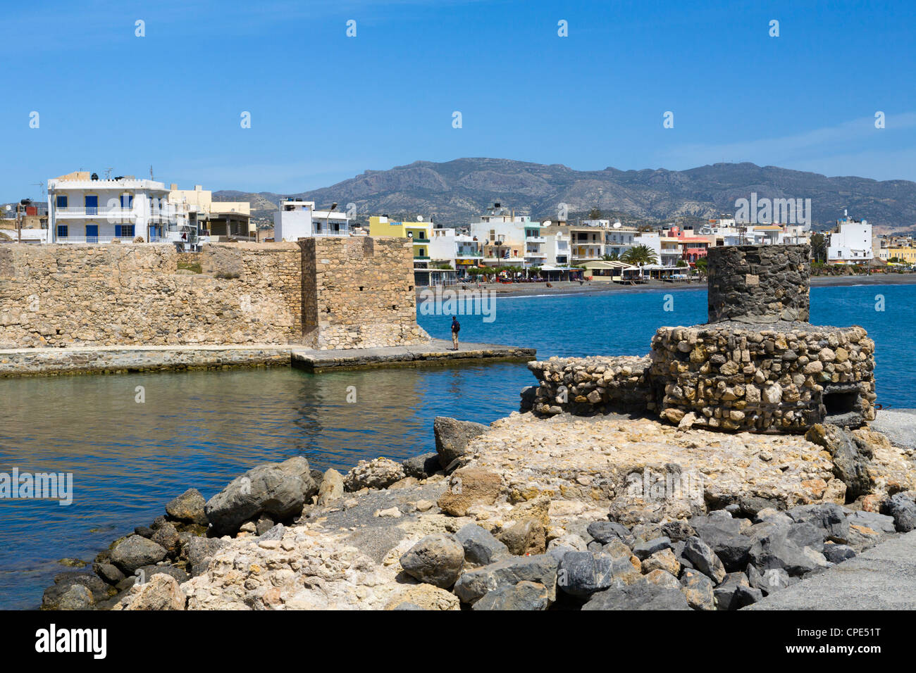 Front de mer et forteresse vénitienne, Ierapetra, λασίθι, Crète, îles grecques, Grèce, Europe Banque D'Images
