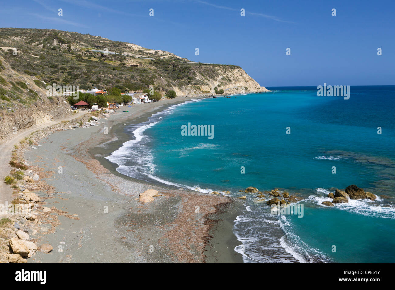Vue sur la plage, Tertsa, région d'Héraklion, Crète, îles grecques, Grèce, Europe Banque D'Images