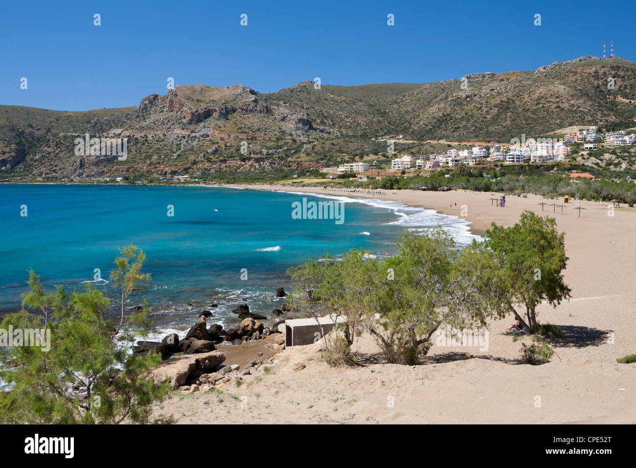 Vue sur la plage, Paleohora, région de La Canée, Crète, îles grecques, Grèce, Europe Banque D'Images