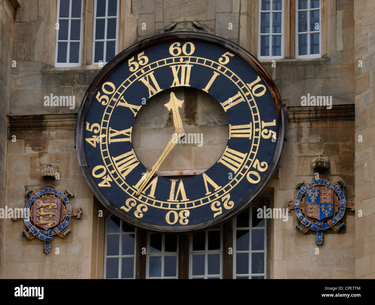 L'horloge à pendule, Trinity College, Cambridge, UK Banque D'Images